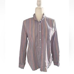 Diane Von Furstenberg DVF Vintage 80s Pastel Striped Button down Blouse, size 14